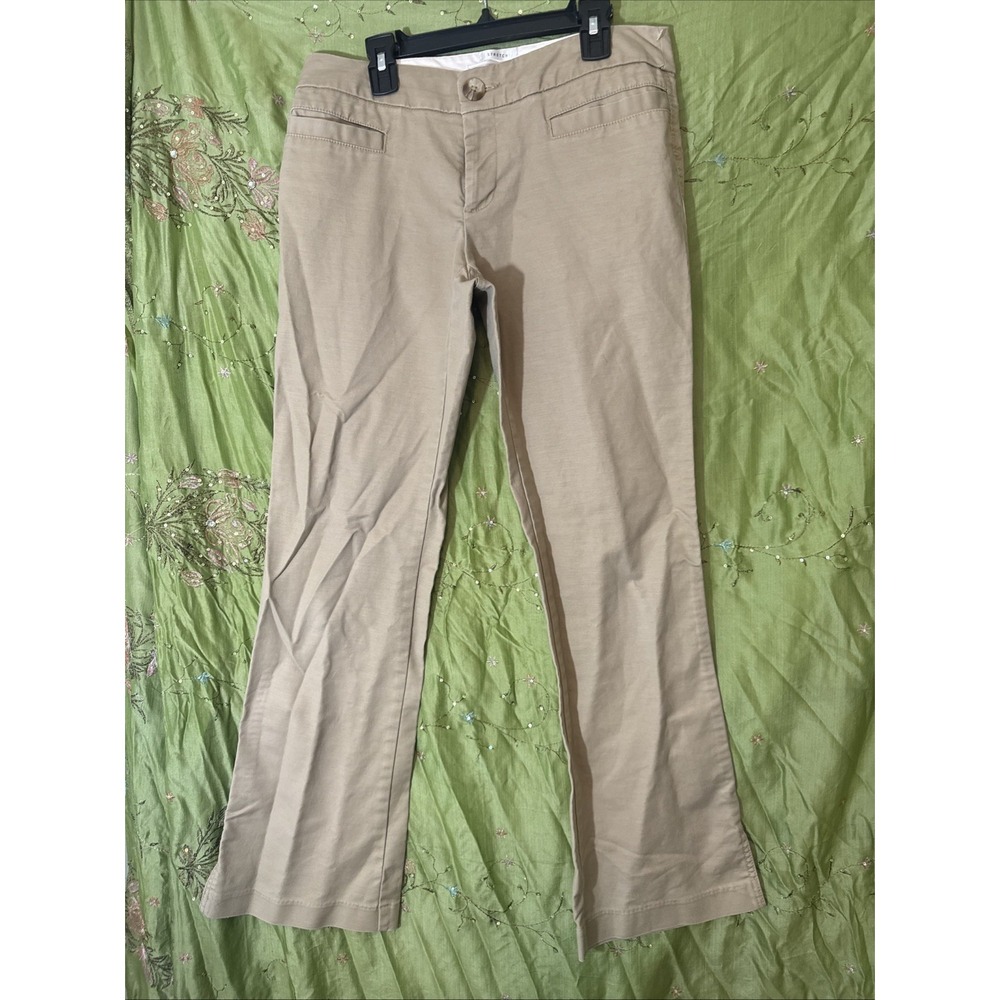 Old Navy Low‎ Rise Flare Pants Women's Size 4 Tan Khaki Stretch Uniform Y2K